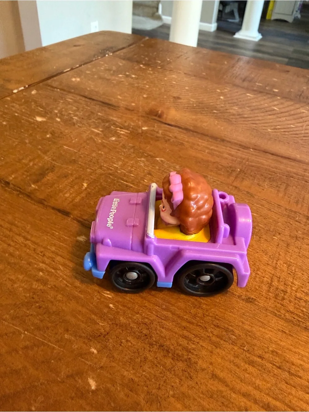 Fisher Price Little People purple jeep Maggie wheelie as is